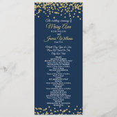 Weddenprogramma Gold Faux Glitter Confetti Navy Programmakaart (Voorkant)