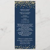 Weddenprogramma Gold Faux Glitter Confetti Navy Programmakaart (Achterkant)