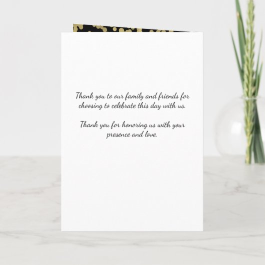 Weddenprogramma Gold Foil Confetti Programma (Achterkant)