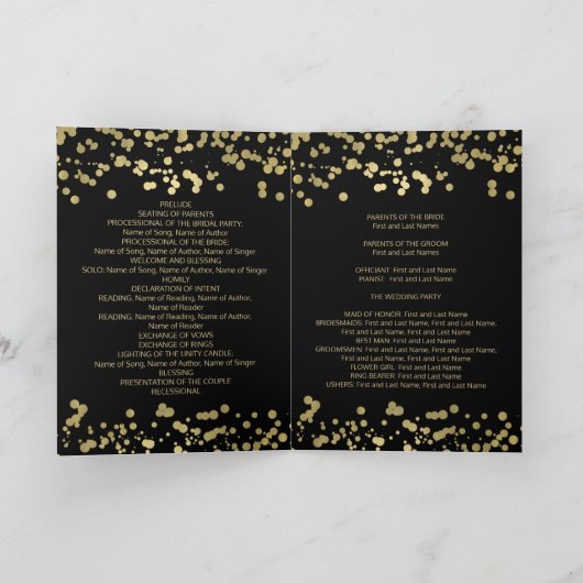Weddenprogramma Gold Foil Confetti Programma (Binnen)