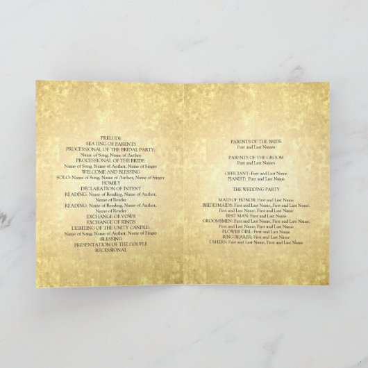 Weddenprogramma Gold Foil look Stars Confetti Programma (Binnen)