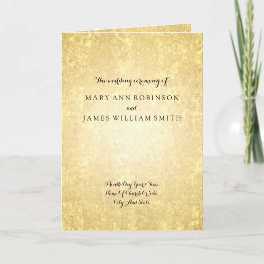 Weddenprogramma Gold Foil look Stars Confetti Programma (Voorkant)
