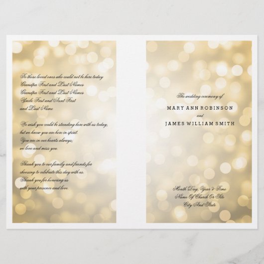Weddenprogramma Gold Glitter Lights (Voorkant)