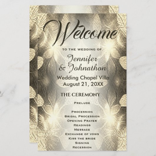 Weddenprogramma | Gold Leaf-look (Voorkant / Achterkant)