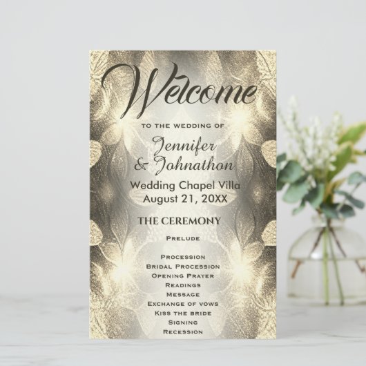 Weddenprogramma | Gold Leaf-look (Staand voorkant)