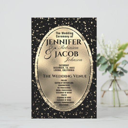 Weddenprogramma | Goud en zwart (Staand voorkant)