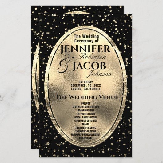 Weddenprogramma | Goud en zwart (Voorkant / Achterkant)