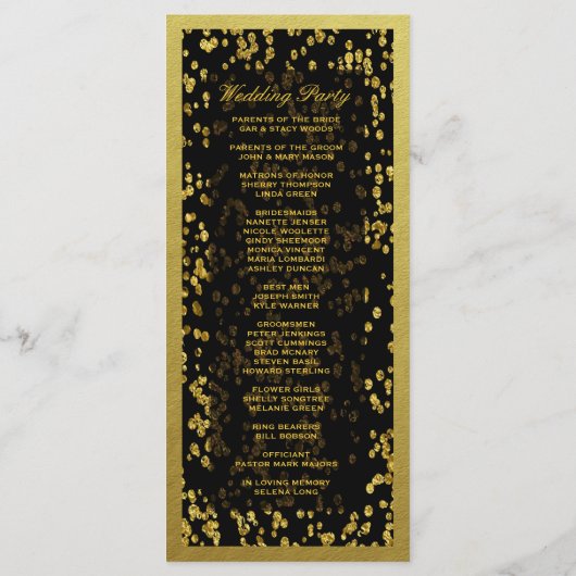 Weddenprogramma | GoudConfetti Programmakaart (Achterkant)