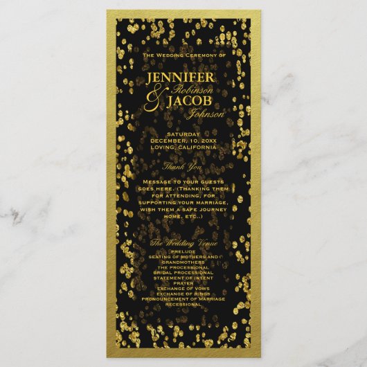 Weddenprogramma | GoudConfetti Programmakaart (Voorkant)