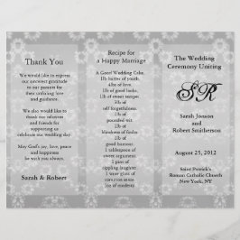 Weddenprogramma Grey Floral Flyer