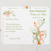 Weddenprogramma | Groen Oranje wit | Floral (Voorkant / Achterkant)