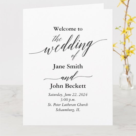 Weddenprogramma Kaart (Gele Bloem)