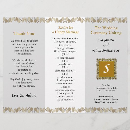 Weddenprogramma-map Gold Leaf (Voorkant)