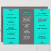 Weddenprogramma-map Klassiek Blauwgroen grijs (Voorkant / Achterkant)