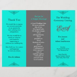 Weddenprogramma-map Klassiek Blauwgroen grijs