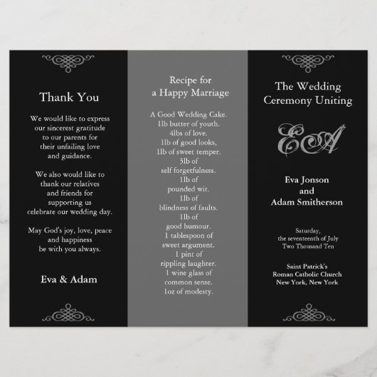 Weddenprogramma map Klassiek donkergrijs (Voorkant)