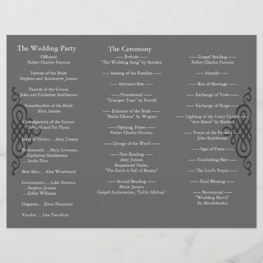 Weddenprogramma map Klassiek donkergrijs (Achterkant)