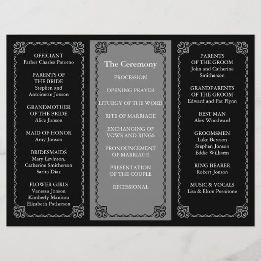 Weddenprogramma-map Klassiek zwart (Achterkant)