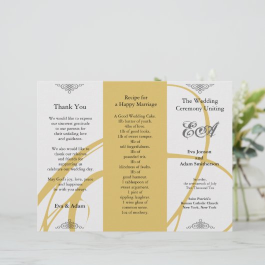 Weddenprogramma-map Twirl Amber Grey (Staand voorkant)