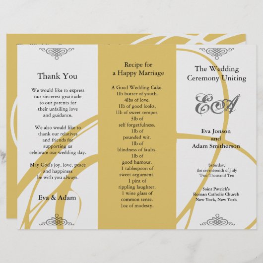 Weddenprogramma-map Twirl Amber Grey (Voorkant / Achterkant)