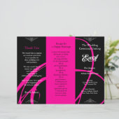 Weddenprogramma-map Twirl Pink Black (Staand voorkant)