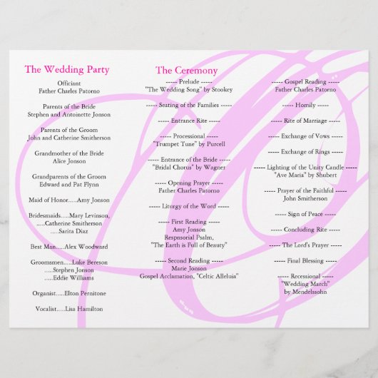 Weddenprogramma-map Twirl Pink Black (Achterkant)