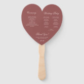 Weddenprogramma Marsala Heart Elegant Blush Script Handwaaier (Achterkant)