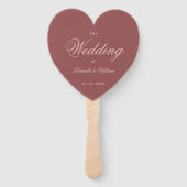 Weddenprogramma Marsala Heart Elegant Blush Script Handwaaier (Voorkant)