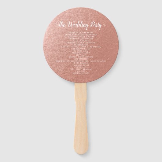 Weddenprogramma Mason Jars String Lights Roos Gold Handwaaier (Achterkant)