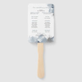 Weddenprogramma | Modern Dusty Blue Brusking Handwaaier (Achterkant)