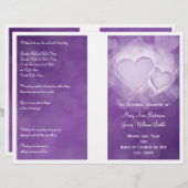 Weddenprogramma Modern Hearts Paars (Voorkant / Achterkant)