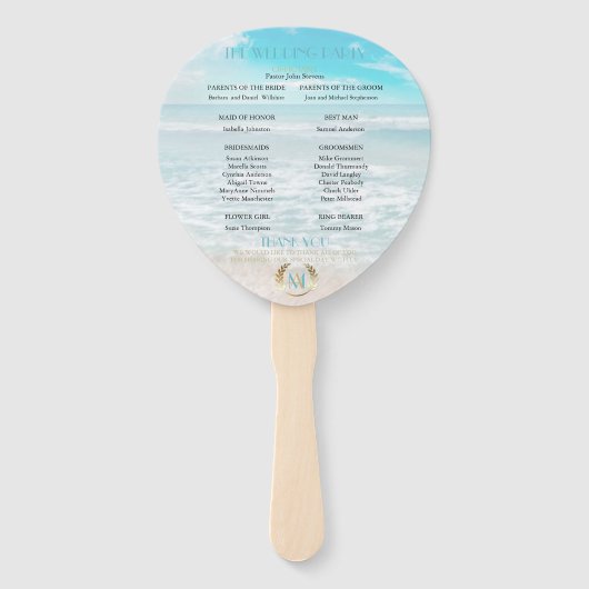 Weddenprogramma | Modern monogram Geometrisch stra Handwaaier (Achterkant)