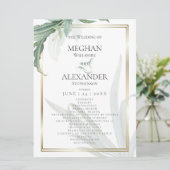 Weddenprogramma | Moderne elegante tropische blade Menu (Staand voorkant)