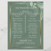 Weddenprogramma | Moderne elegante tropische blade Menu (Achterkant)