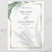 Weddenprogramma | Moderne elegante tropische blade Menu (Voorkant)