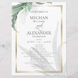 Weddenprogramma | Moderne elegante tropische blade Menu