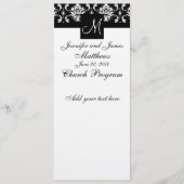 Weddenprogramma Monogram Black White Damask Programmakaart (Voorkant)