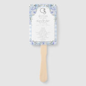Weddenprogramma | Monogram Blue Gingham Floral Handwaaier (Voorkant)