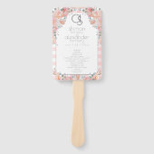 Weddenprogramma | Monogram Coral Gingham Floral Handwaaier (Voorkant)
