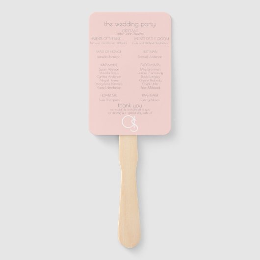 Weddenprogramma | Monogram Coral Gingham Floral Handwaaier (Achterkant)