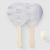 Weddenprogramma | Monogram Violet Silver Stripes Handwaaier (Voorkant en achterkant)