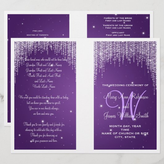 Weddenprogramma Night Dazzle Paars (Voorkant / Achterkant)