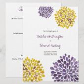 Weddenprogramma Paarse gele bloemen Programmakaart (Voorkant / Achterkant)