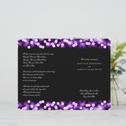 Weddenprogramma Paarse Hollywood Glam (Staand voorkant)