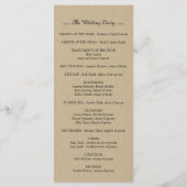 Weddenprogramma Programmakaart (Achterkant)