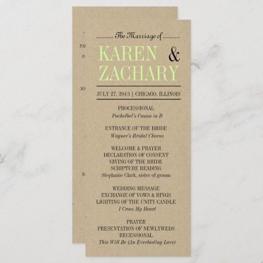 Weddenprogramma Programmakaart (Voorkant / Achterkant)