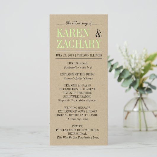 Weddenprogramma Programmakaart (Staand voorkant)