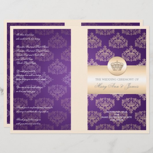 Weddenprogramma Royal Crown Paars (Voorkant / Achterkant)