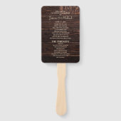 Weddenprogramma Rustic Dark Brown Wood Handwaaier (Voorkant)
