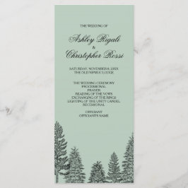 Weddenprogramma, Rustic Pine Tree - Groen Programmakaart